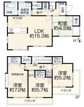 藤沢市打戻、中古一戸建ての間取り画像です