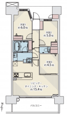 藤沢市稲荷、中古マンションの間取り画像です