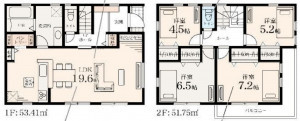 藤沢市葛原、新築一戸建ての間取り画像です
