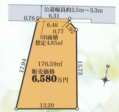 藤沢市鵠沼桜が岡、土地の間取り画像です