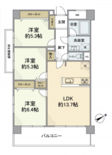 藤沢市南藤沢、中古マンションの間取り画像です