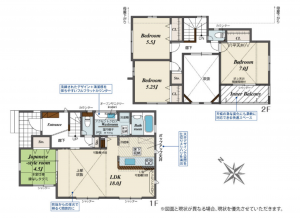 藤沢市柄沢、新築一戸建ての間取り画像です