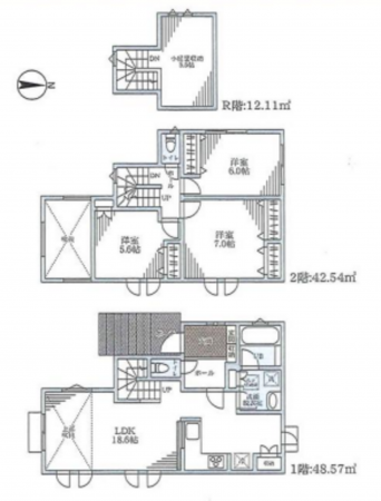 藤沢市羽鳥、新築一戸建ての間取り画像です