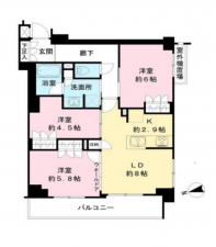 藤沢市鵠沼藤が谷、中古マンションの間取り画像です