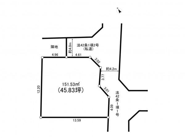 藤沢市鵠沼松が岡、土地の間取り画像です