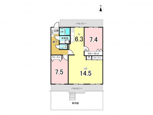 藤沢市辻堂西海岸、中古マンションの間取り画像です