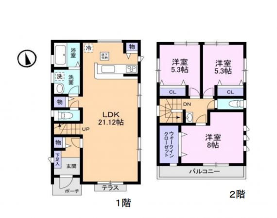 藤沢市遠藤、中古一戸建ての間取り画像です