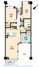 藤沢市鵠沼海岸、中古マンションの間取り画像です