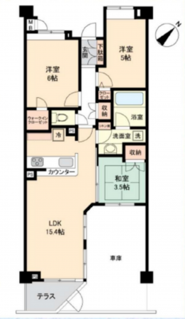 藤沢市鵠沼海岸、中古マンションの間取り画像です