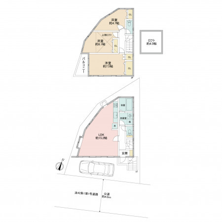 藤沢市城南、中古一戸建ての間取り画像です