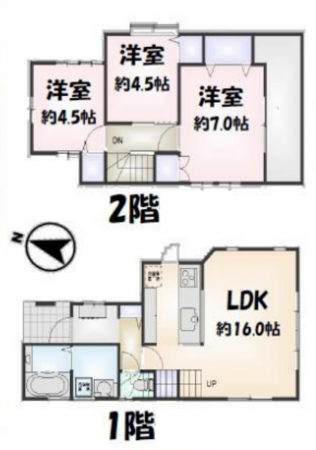 藤沢市用田、中古一戸建ての間取り画像です