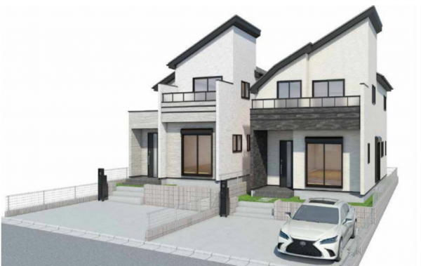 藤沢市湘南台、新築一戸建ての完成予想図（外観）画像です