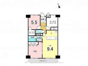 藤沢市南藤沢、中古マンションの間取り画像です
