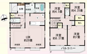 藤沢市亀井野、新築一戸建ての間取り画像です