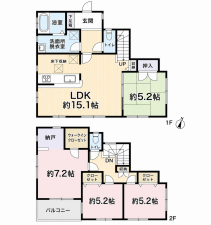 藤沢市鵠沼藤が谷、中古一戸建ての間取り画像です