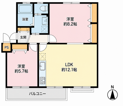藤沢市辻堂西海岸、中古マンションの間取り画像です