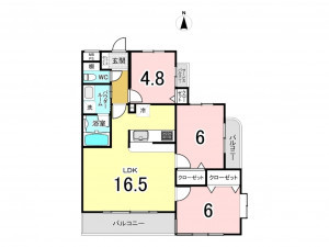 藤沢市稲荷、中古マンションの間取り画像です