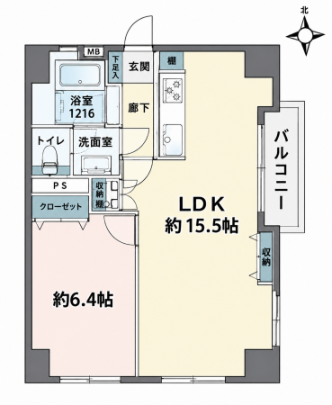 藤沢市鵠沼石上、中古マンションの間取り画像です