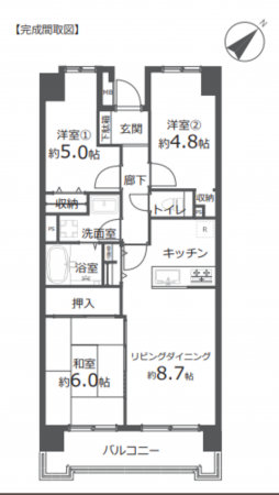 藤沢市辻堂新町、中古マンションの間取り画像です