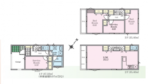 藤沢市善行、新築一戸建ての間取り画像です