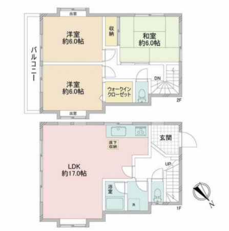 藤沢市辻堂西海岸、中古一戸建ての間取り画像です