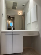 松本市大字原、新築一戸建ての洗面画像です