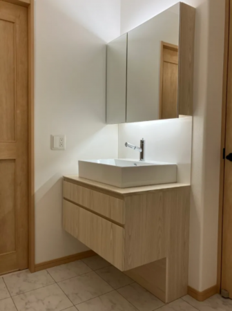 松本市大字惣社、新築一戸建ての洗面画像です