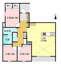 松本市大字岡田、新築一戸建ての間取り画像です