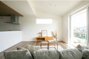 松本市大字岡田、新築一戸建ての居間画像です