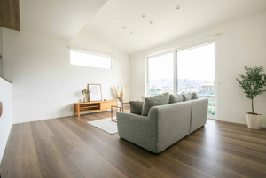 松本市大字岡田、新築一戸建ての居間画像です