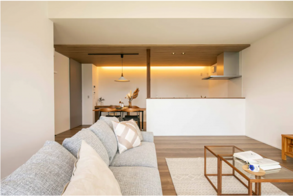 松本市大字岡田、新築一戸建ての居間画像です