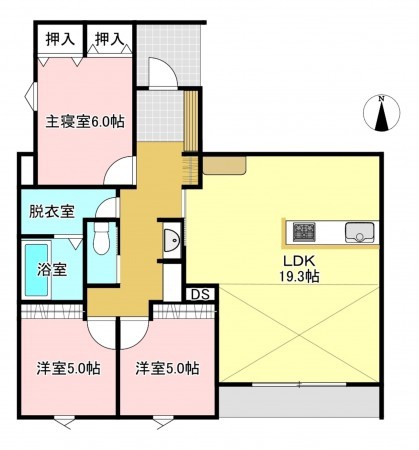 松本市大字岡田、新築一戸建ての間取り画像です