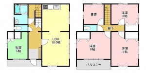 松本市波田、中古一戸建ての間取り画像です