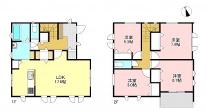 松本市寿北、新築一戸建ての間取り画像です