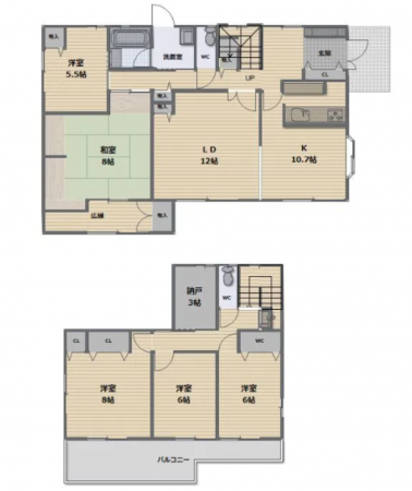 松本市大字島内、中古一戸建ての間取り画像です