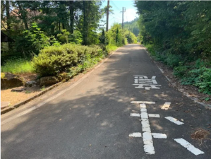 安曇野市穂高、中古一戸建ての前面道路を含む現地写真画像です