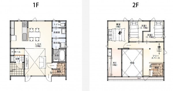 安曇野市豊科、中古一戸建ての間取り画像です