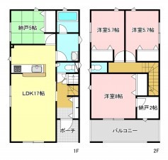 松本市寿北、新築一戸建ての間取り画像です