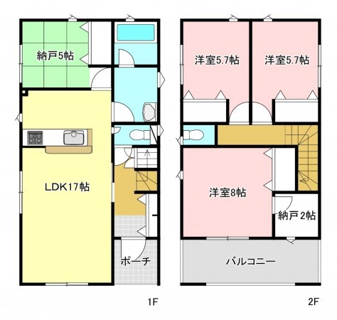 松本市寿北、新築一戸建ての間取り画像です