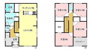 安曇野市豊科、新築一戸建ての間取り画像です