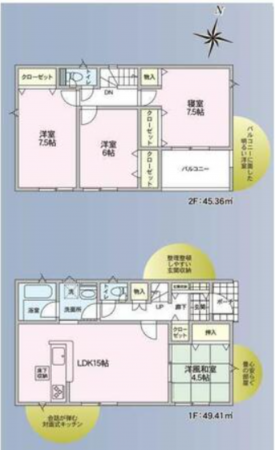 塩尻市大字塩尻町、新築一戸建ての間取り画像です