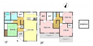 塩尻市大字片丘、中古一戸建ての間取り画像です