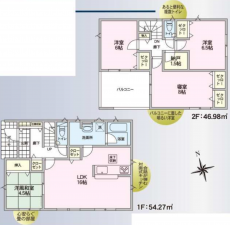 塩尻市大字広丘、新築一戸建ての間取り画像です