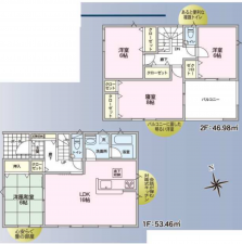 塩尻市大字広丘、新築一戸建ての間取り画像です