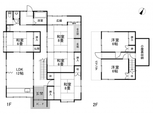 塩尻市大門、中古一戸建ての間取り画像です