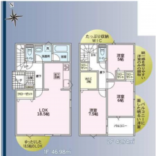 塩尻市大字大門、新築一戸建ての間取り画像です