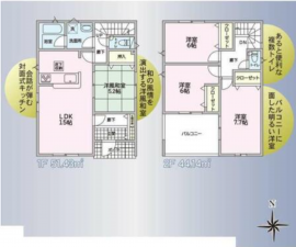 松本市南原、新築一戸建ての間取り画像です