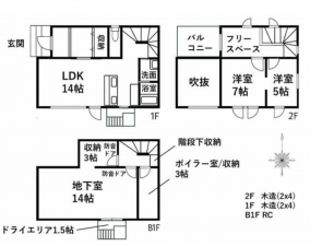 松本市村井町北、中古一戸建ての間取り画像です