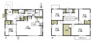 松本市大字里山辺、中古一戸建ての間取り画像です