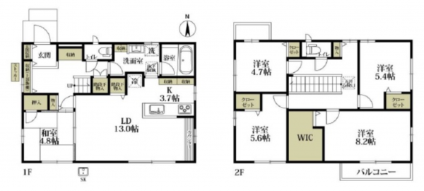 松本市大字里山辺、中古一戸建ての間取り画像です